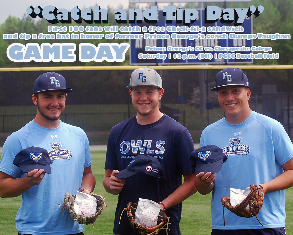 Catch And Tip Day At Prince George's Baseball Doubleheader On Saturday Against Chesapeake; Owls Travel To Allegany On Sunday