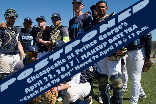 Prince George's Baseball Doubleheader Against Chesapeake Postponed; "Catch And Tip Day" Moved To April 29