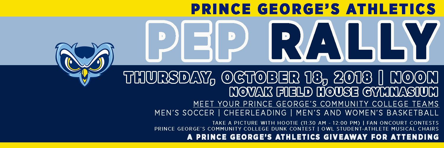 Prince George's Athletics To Hold Pep Rally On Thursday, October 18 At Noon In Novak Field House